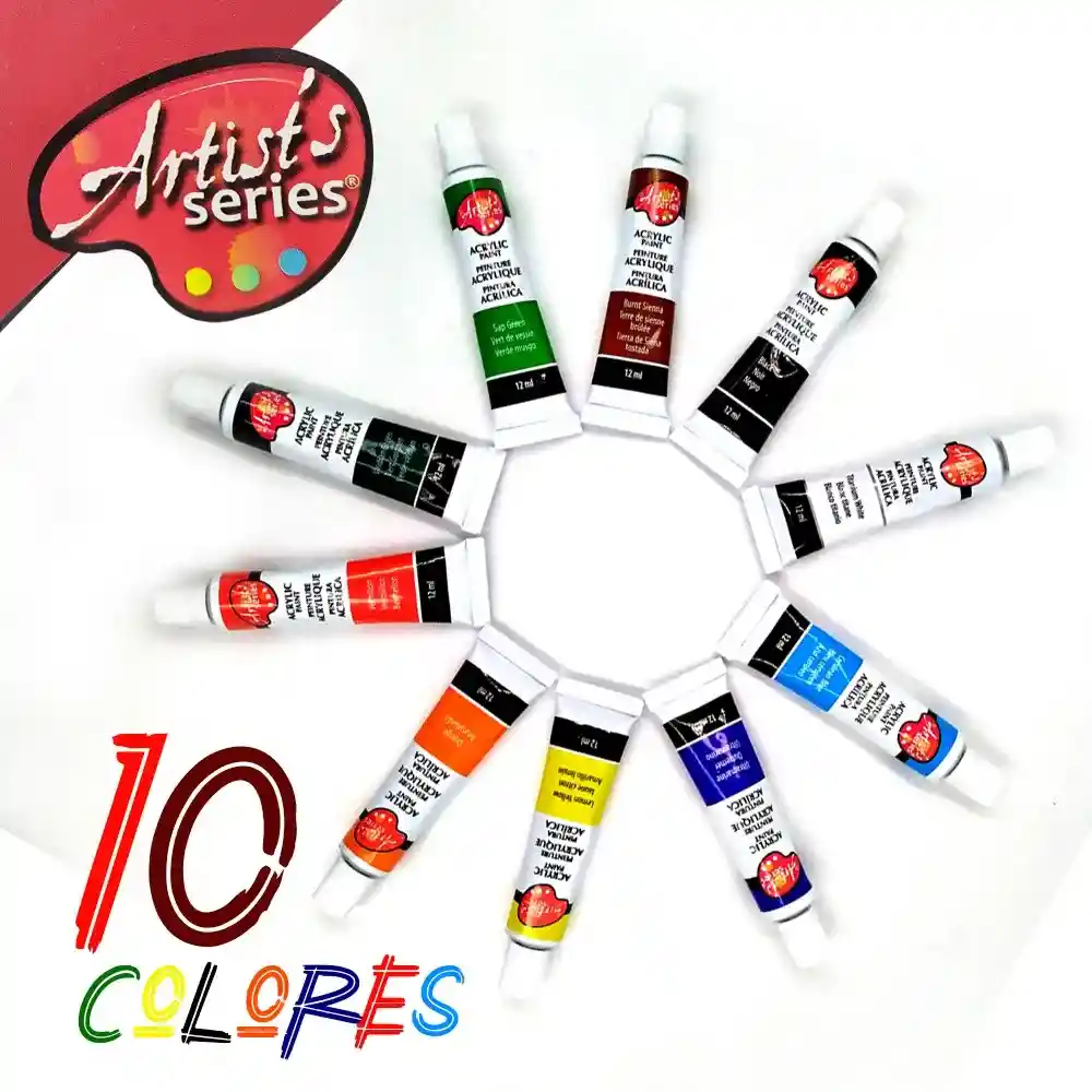 Pinturas Acrílicas Artists Series Set X 10 Calidad Profesional