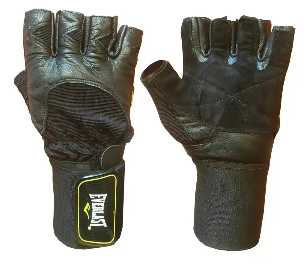 Guantes Para Pesas Everlast Cuero Sintético Con Muñequera - Talla S