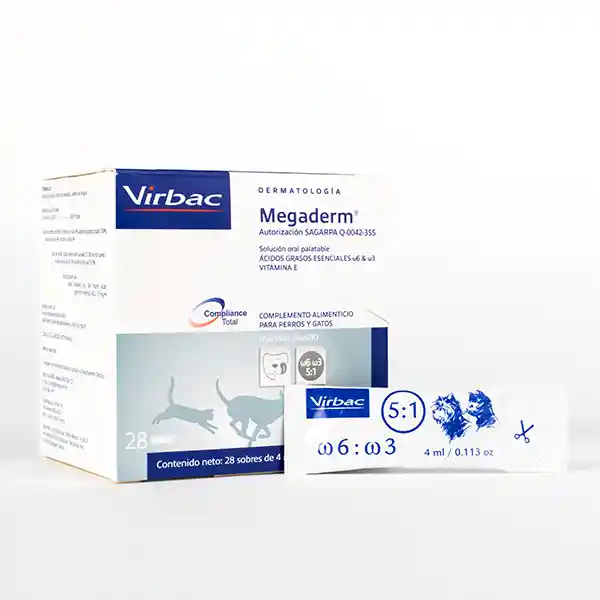 Megaderm 28 Sachet X 4ml - Tratamiento Para La Piel Y Pelaje De Tu Mascota