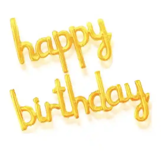 Letrero Happy Birthday Inflable Letra Cursiva Dorado