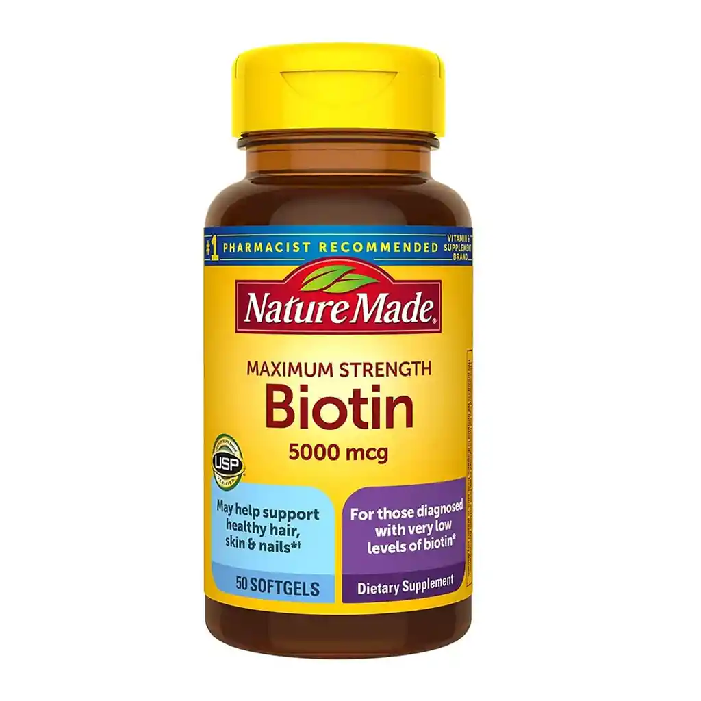 Nature Made Biotin – Biotina (vitamina B7) 5000 Mcg 50 Cápsulas