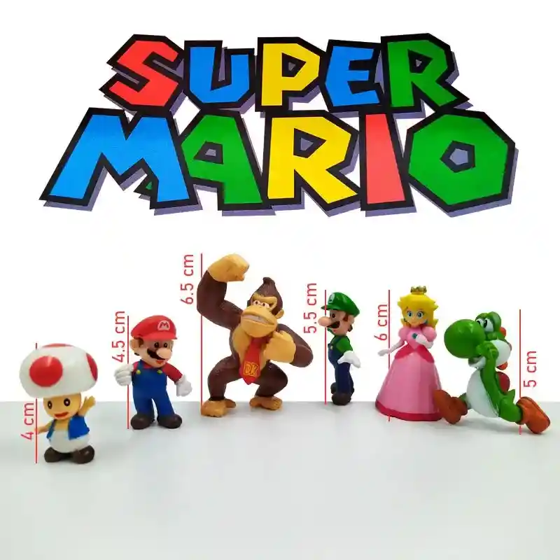 Figuras Super Mario Juguetes Coleccionables Juguetería Niños Set X 6 Donkey Kong