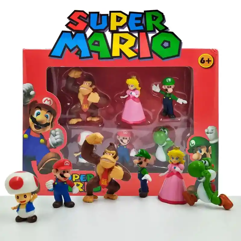 Figuras Super Mario Juguetes Coleccionables Juguetería Niños Set X 6 Donkey Kong