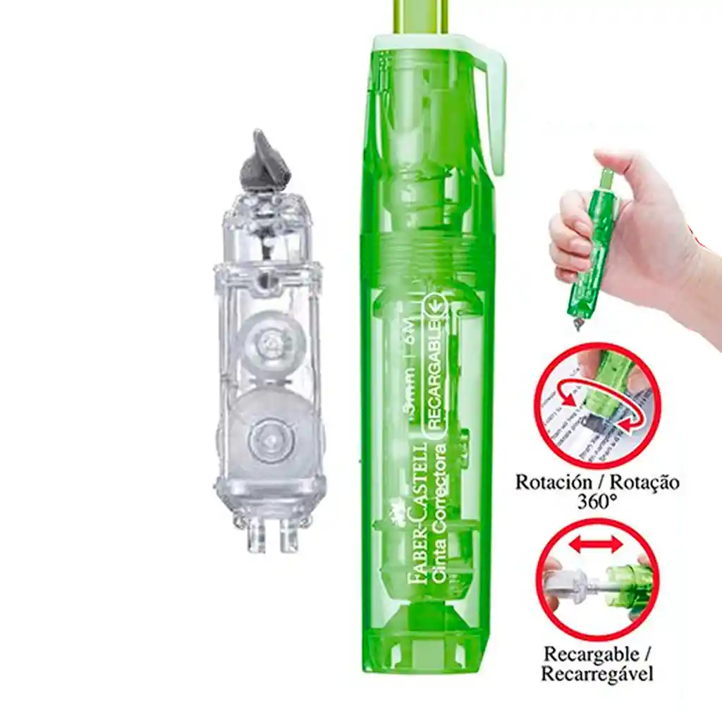 Cinta Correctora Retráctil + 1 Recarga Faber Castell