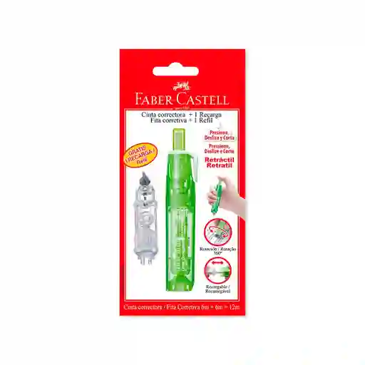 Cinta Correctora Retráctil + 1 Recarga Faber Castell