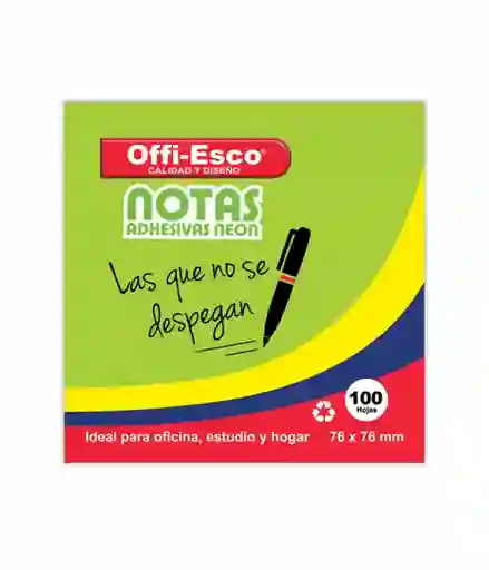 Notas Adhesivas Removibles 76x76mm Neon Pqtx100 Hj