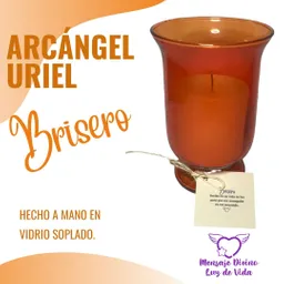 Candelabro Naranja En Vidrio - Arcángel Uriel