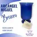 Candelabro En Vidrio Azul - Arcángel Miguel