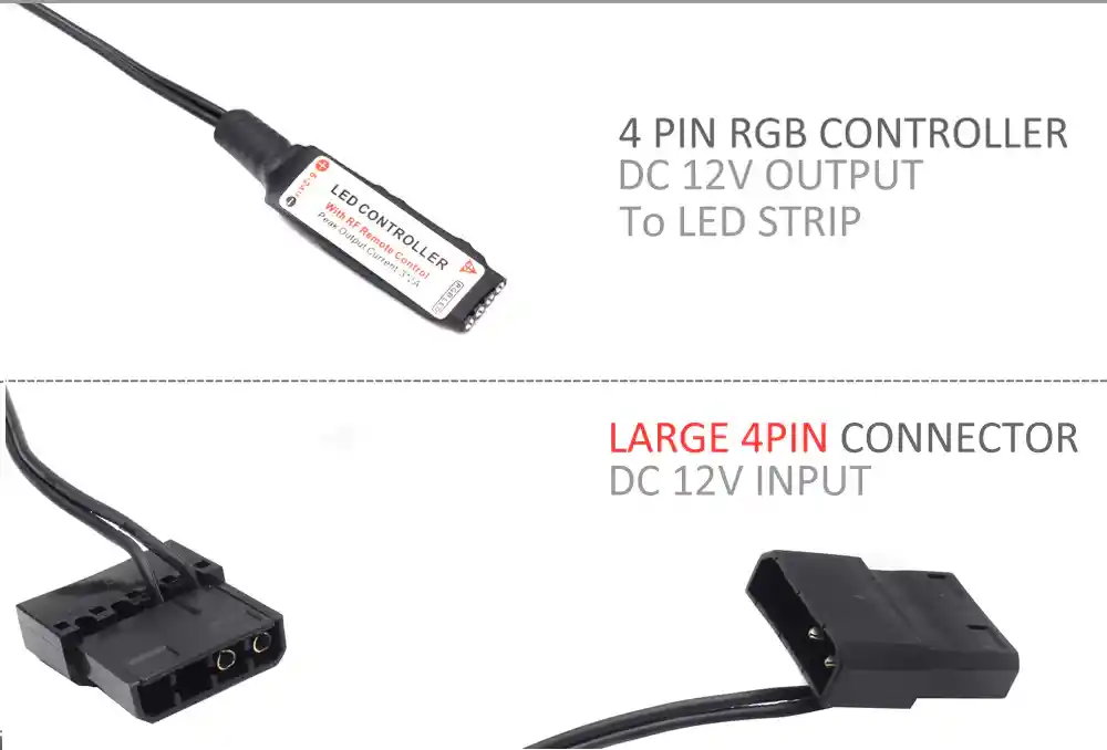 Controlador Rgb A Molex Control Remoto 4 Pínes 12 Voltios