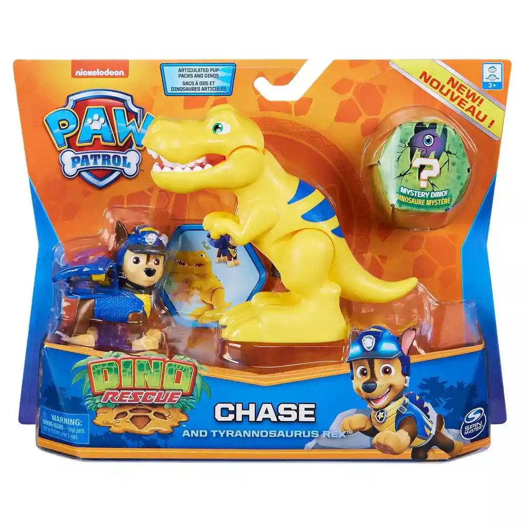 Figura Paw Patrol Chase Dino Tiranosaurio Rescue + Sorpresa