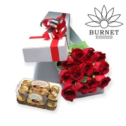 Rosas En Caja De Amor Y Amistad Con Chocolates