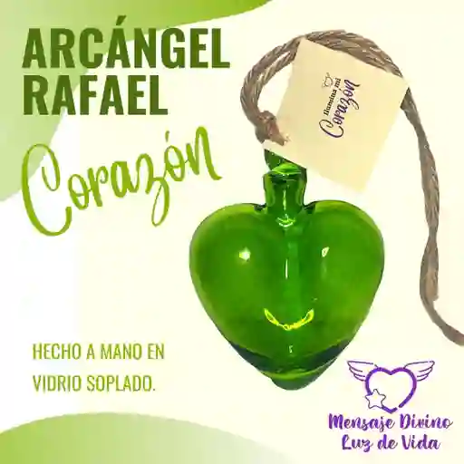 Corazón En Vidrio Verde - Arcángel Rafael