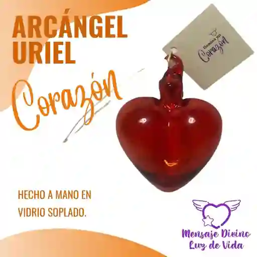 Corazón En Vidrio Naranja - Arcángel Uriel