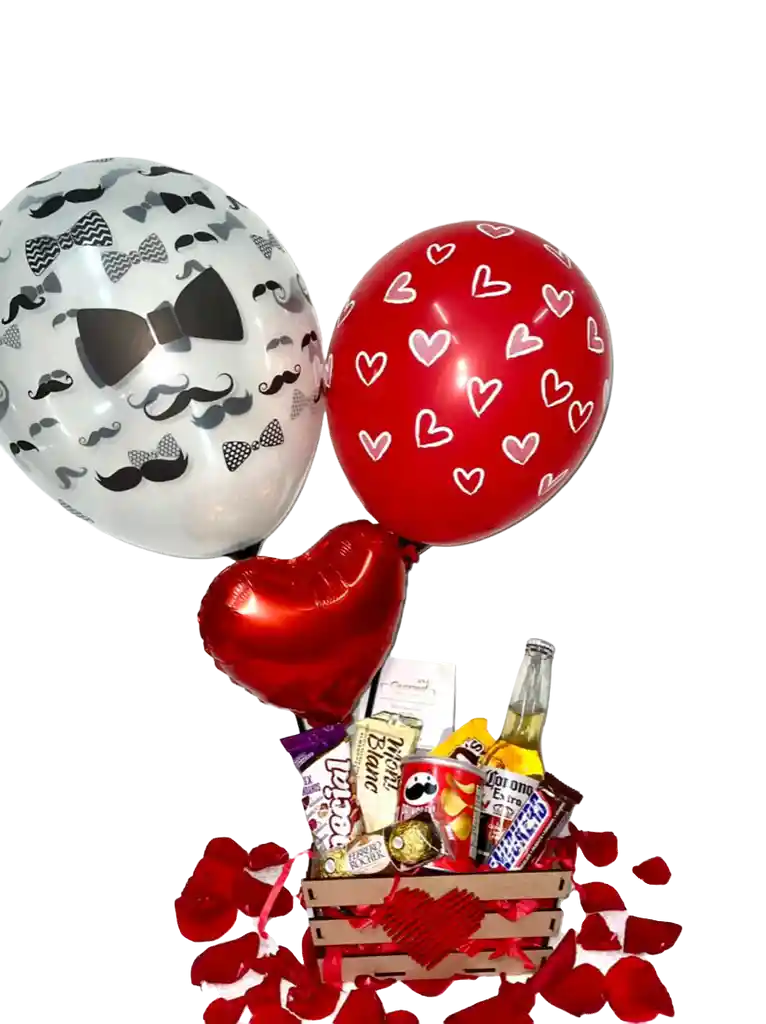 Detalle Con Chocolates, Cerveza Corona Y Globos Para Regalar