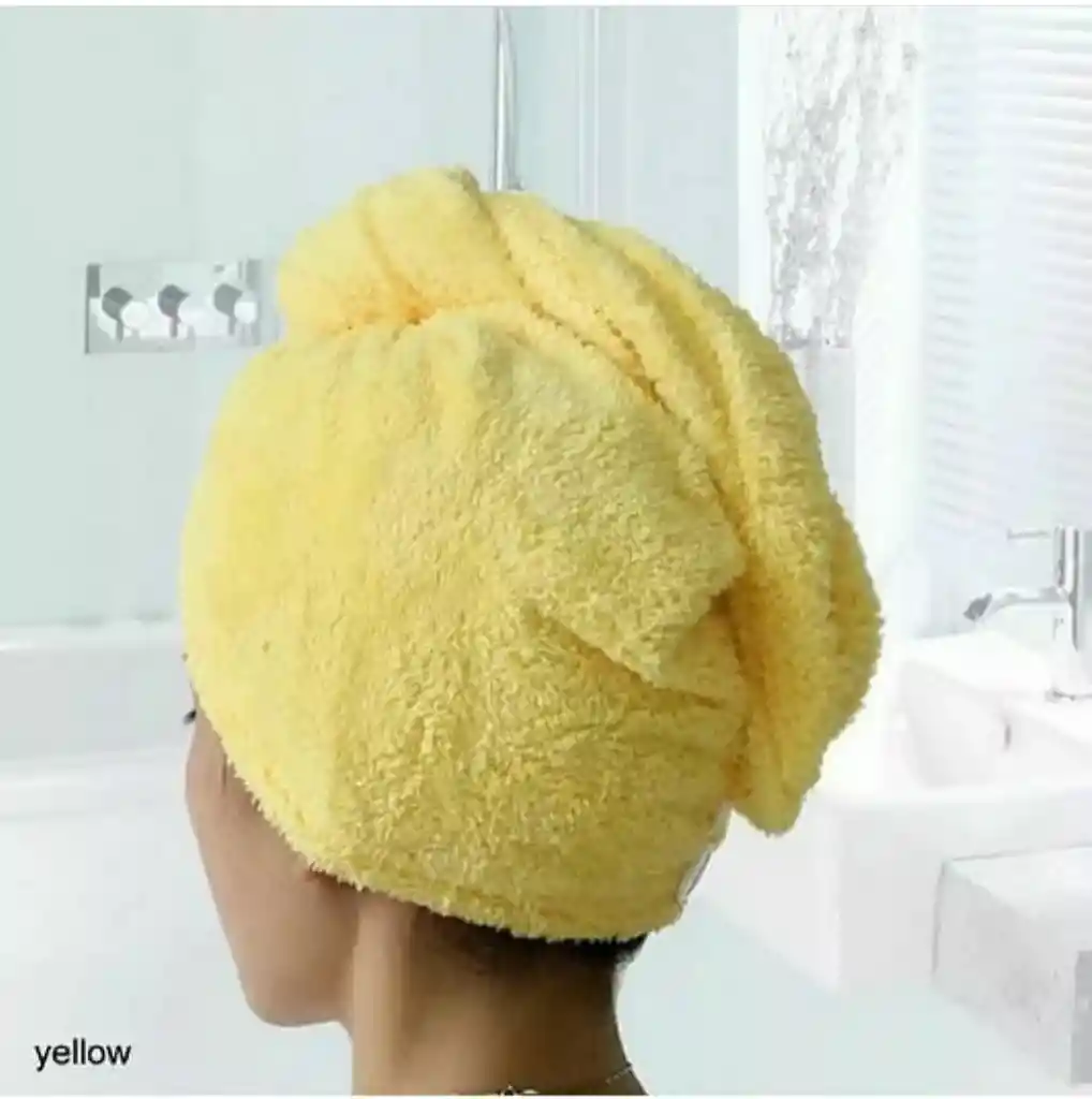 Toalla De Microfibra Turbante Para El Cabello En Amarillo