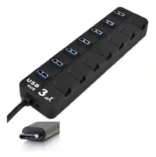 Hub Usb Tipo C De 7 Puertos Usb 3.0 Interruptor On/off