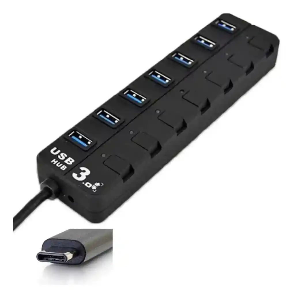 Hub Usb Tipo C De 7 Puertos Usb 3.0 Interruptor On/off