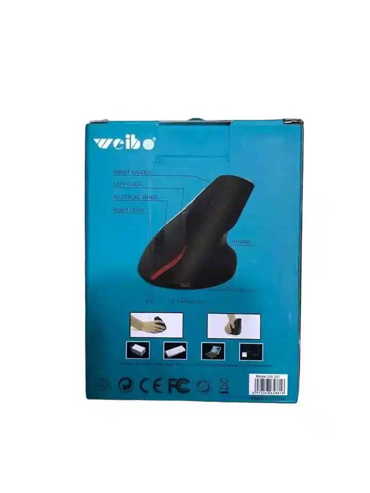 Mouse Vertical Inalámbrico Recargable Weibo Wb-881 Negro