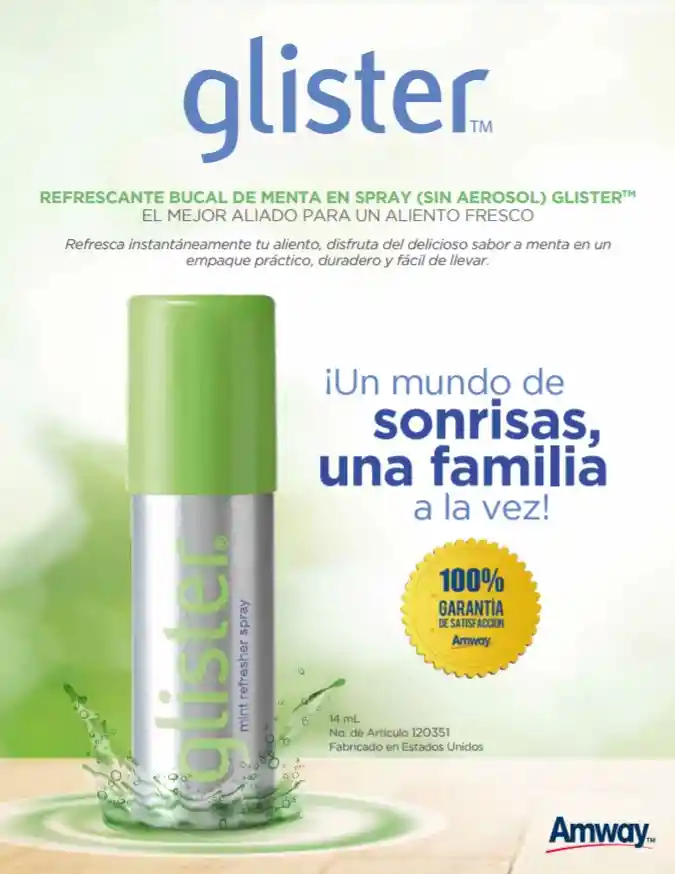 Glister Spray 14ml Anway Original Sabor A Menta Refrescante Bucal