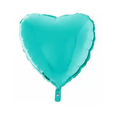 Globo Metalizado Corazon 18" 46 Cm Aguamarina