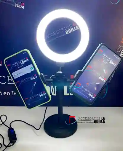 Aro De Luz Para Escritorio | 2 Soportes Para Celular