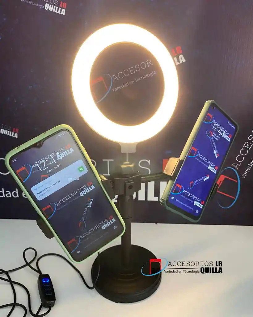 Aro De Luz Para Escritorio | 2 Soportes Para Celular