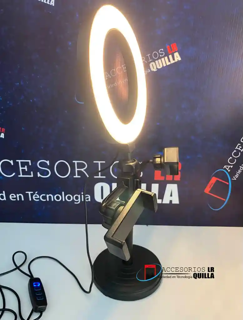 Aro De Luz Para Escritorio | 2 Soportes Para Celular