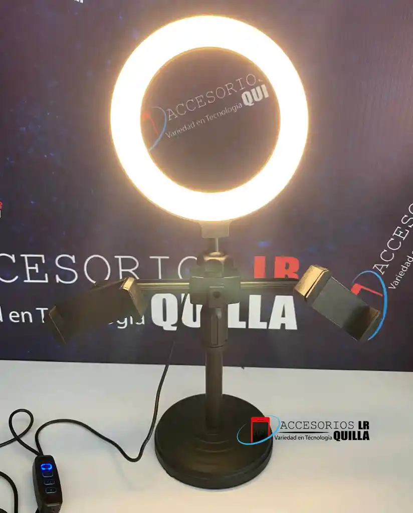 Aro De Luz Para Escritorio | 2 Soportes Para Celular
