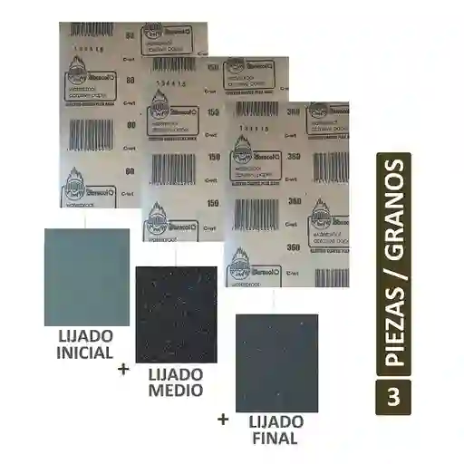 Lija De Agua Set X 3 Acabado Para Pared Pintura Estuco Papel De Lija Abrasivos