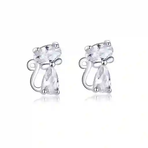 Aretes Para Mujer Gato Cristales Austriacos En Plata 925