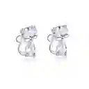 Aretes Topos Para Mujer Gato Cristales Austriacos En Plata 925