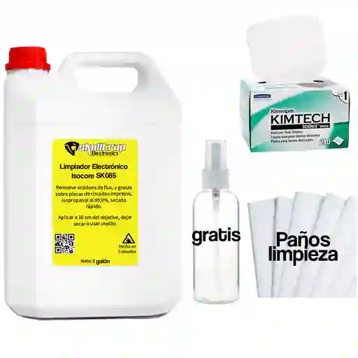 Alcohol Isopropilico 1 Litro Limpiador Alta Pureza + Envase Dosificador + Paños Limpieza Kimtech