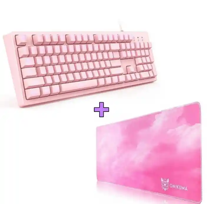 Teclado G25 De Membrana Rosa+ Pad Mouse Xl 80cm*30cm Onikuma