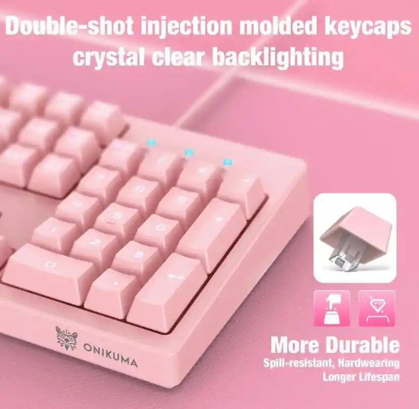 Teclado G25 De Membrana Rosa+ Pad Mouse Xl 80cm*30cm Onikuma