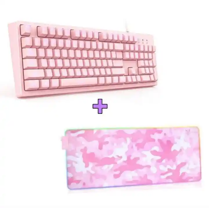 Teclado G25 De Membrana Rosa+ Pad Mouse Con Luz Rgb 80cm*30cm Onikuma