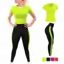 Conjunto Deportivo Dama Leggins Largo Y Camiseta Verde