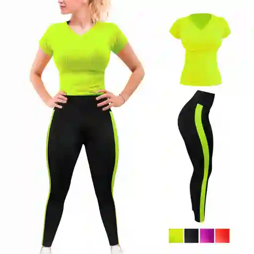 Conjunto Deportivo Dama Leggins Largo Y Camiseta Verde