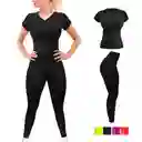 Conjunto Deportivo Dama Leggins Largo Y Camiseta Negro