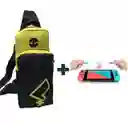 Maleta Protector Riñonera Pikachu + Vidrio Nintendo Switch