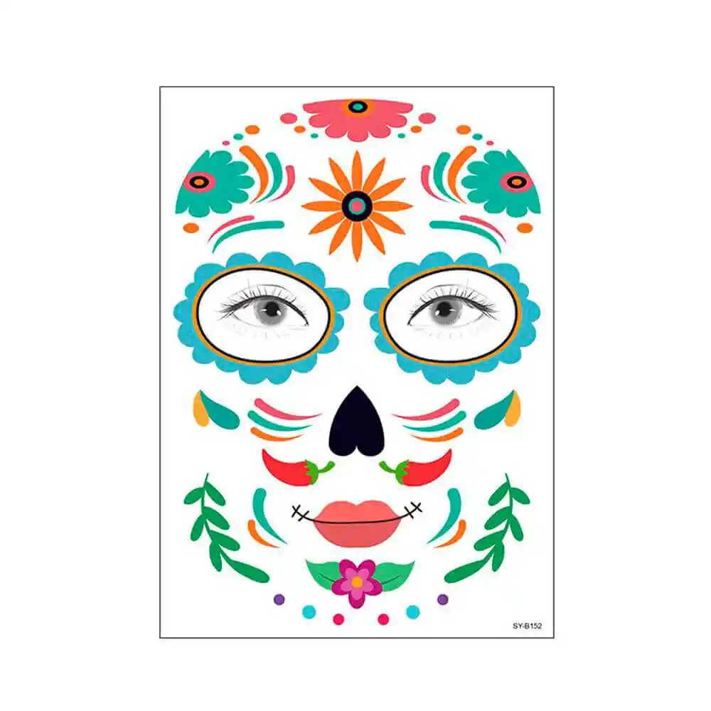 Tatuaje Temporal Halloween Calavera Coco Catrina Mascara