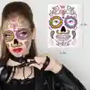 Tatuaje Temporal Calavera Skull Disfraz Halloween Maquillaje Catrina