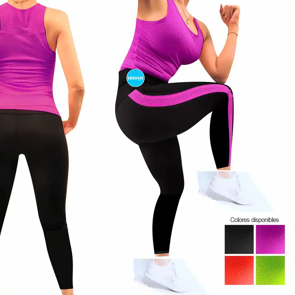 Conjunto Deportivo Dama Leggins Largo Y Camiseta Morado