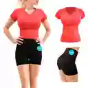 Leggins Corto Short Y Camiseta Conjunto Deportivo Dama Salmon