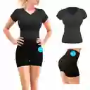 Leggins Corto Short Y Camiseta Conjunto Deportivo Dama Negro