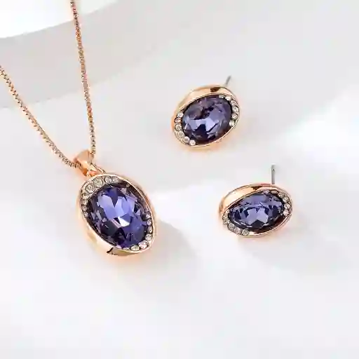 Set Collar Y Aretes Purpura