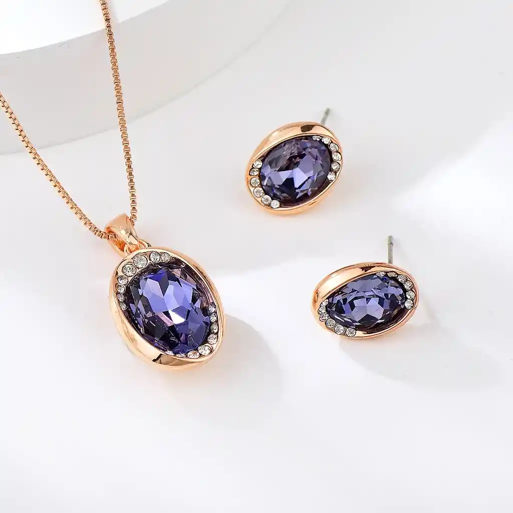Set Collar Y Aretes Purpura