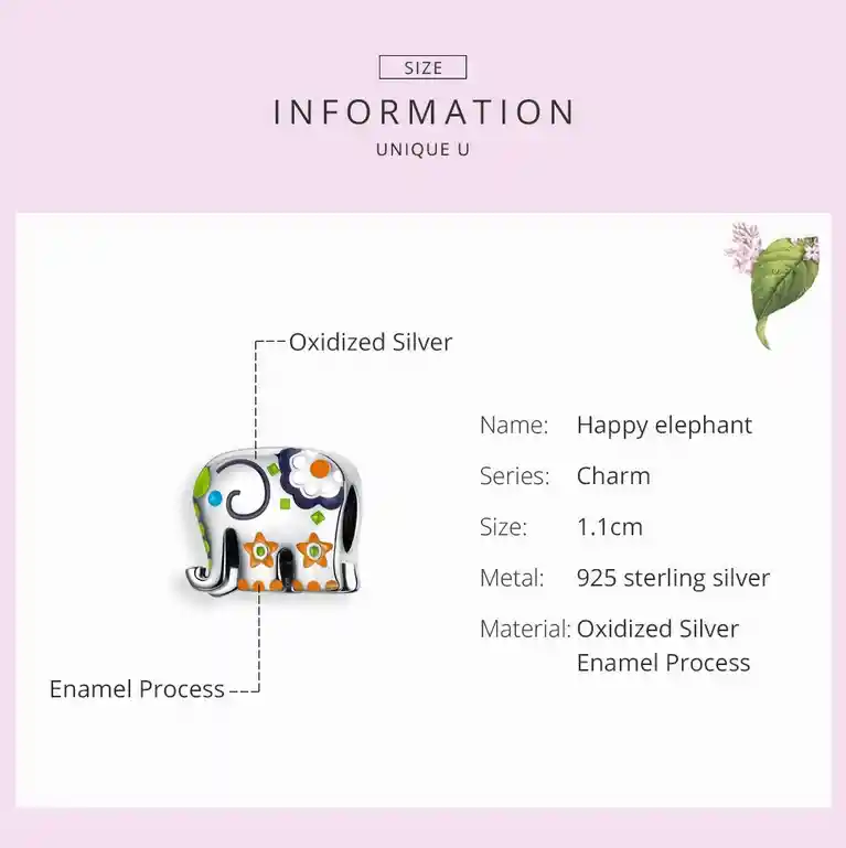 Dije Charm Elefante Tailandia Amuleto Fabricado Plata 925