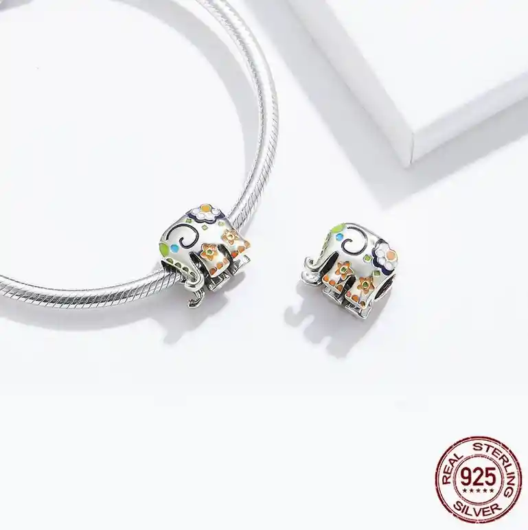 Dije Charm Elefante Tailandia Amuleto Fabricado Plata 925