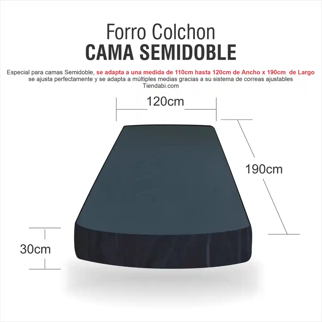 Forro Para Colchón Protector Semidoble Antifluido Funda Gris