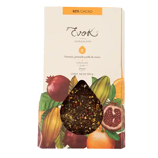 Evok Chocolate 82% Naranja Granada -100G